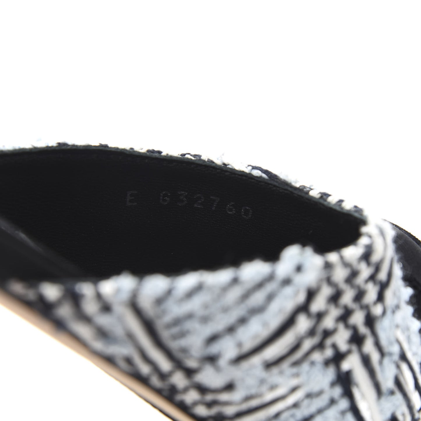 Tweed Grosgrain Camellia CC Flats 37.5 Light Blue Black