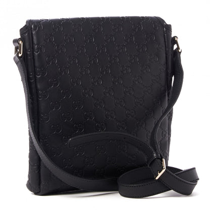 Gucci Guccissima Small Flap Messenger Bag Black 3 of 10