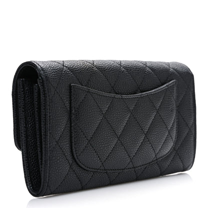 Chanel Caviar Quilted Large Gusset Flap Wallet Black 3 of 8