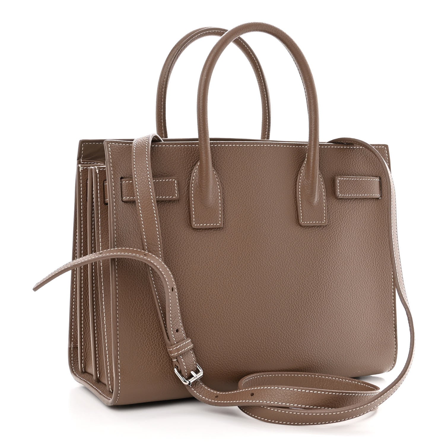 Saint Laurent Grained Calfskin Topstich Baby Sac De Jour Taupe 3 of 11