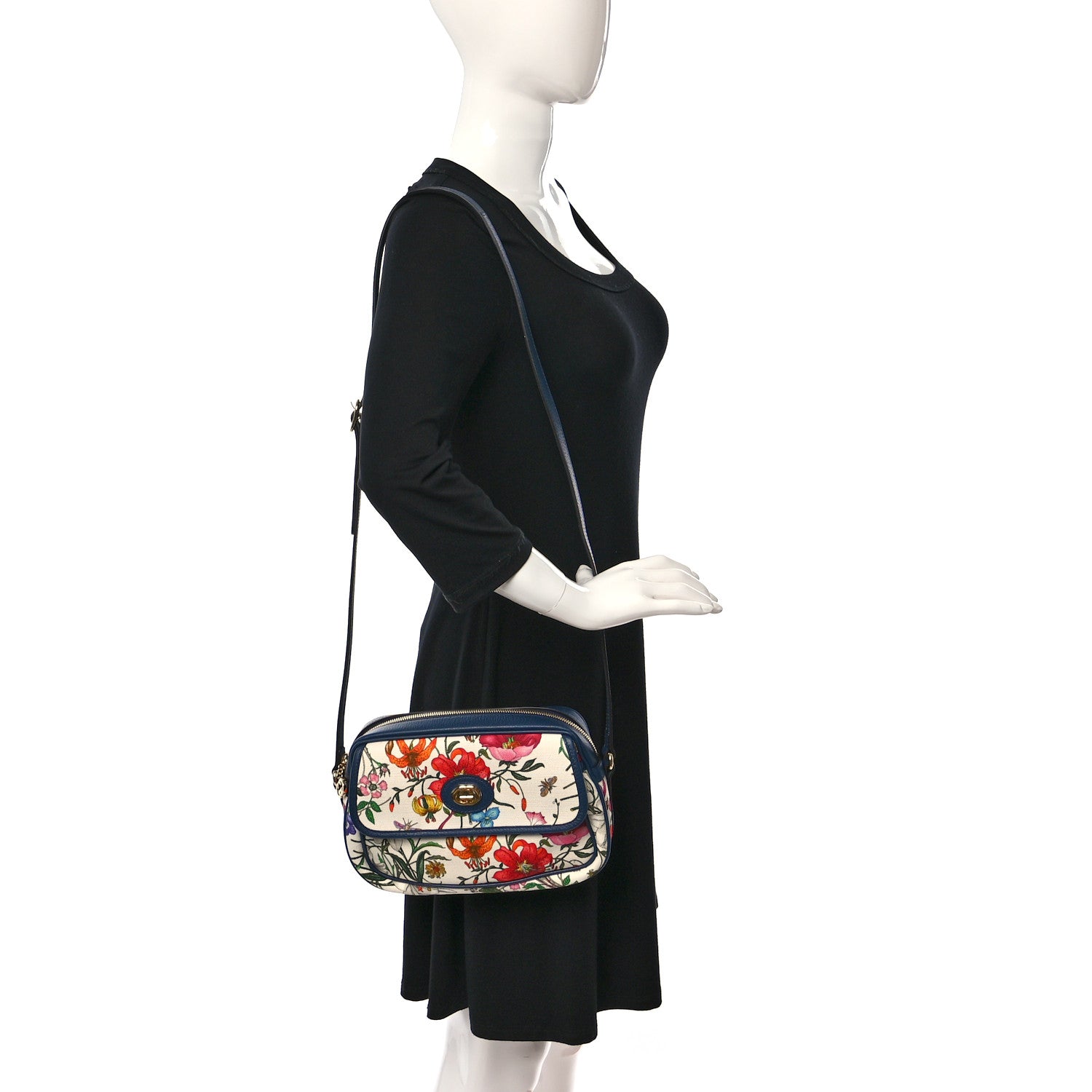 Gucci Canvas Flora Floral Shoulder Bag White Blue Agata Mulitcolor 2 of 9