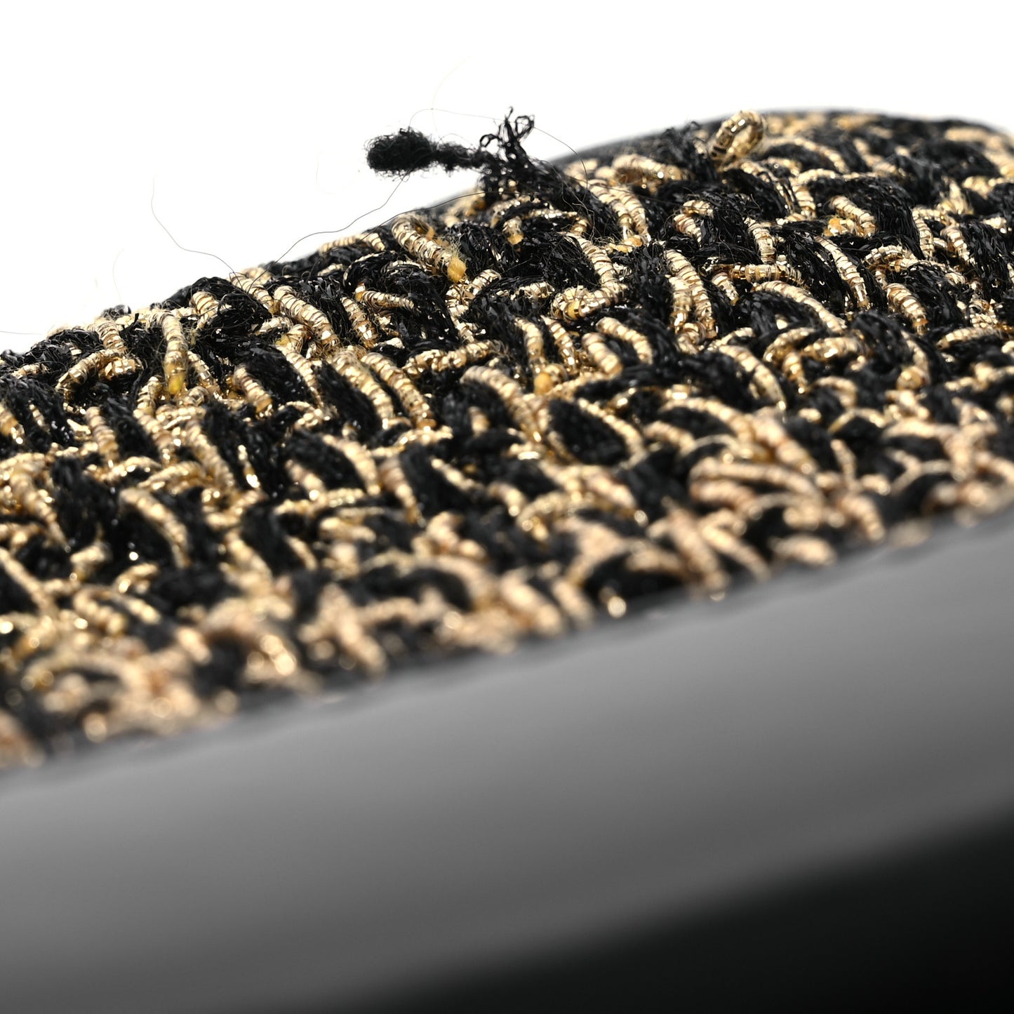 Tweed Calfskin Quilted Small Gabrielle Hobo Black Gold