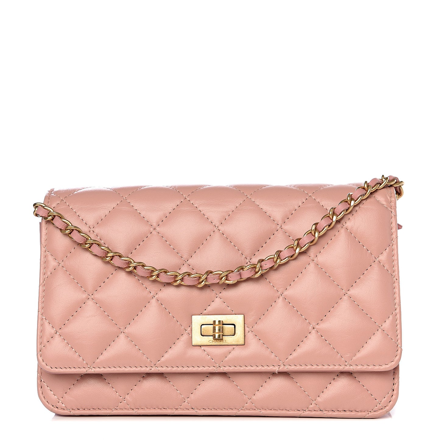 Calfskin Quilted Reissue Wallet On Chain WOC Pink