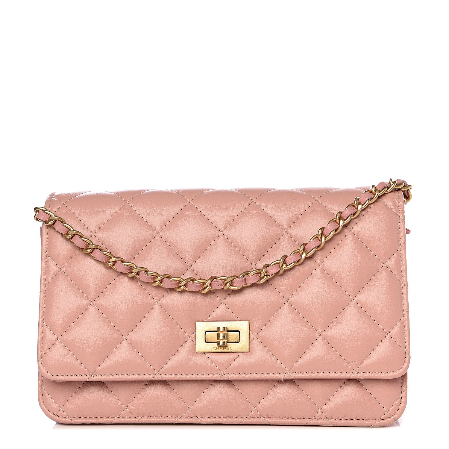 Chanel Calfskin Quilted Reissue Wallet On Chain WOC Pink 1 of 12