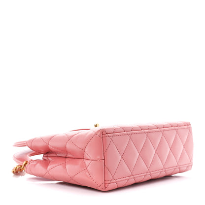 Chanel Shiny Aged Calfskin Quilted Nano Kelly Shopper Coral Pink 4 of 11