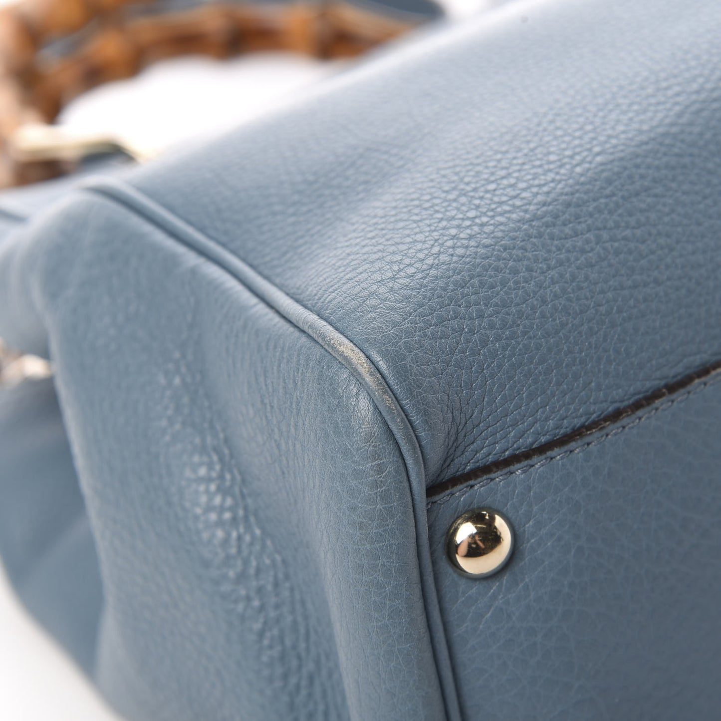 Calfskin Small Bamboo Shopper Tote Light Blue