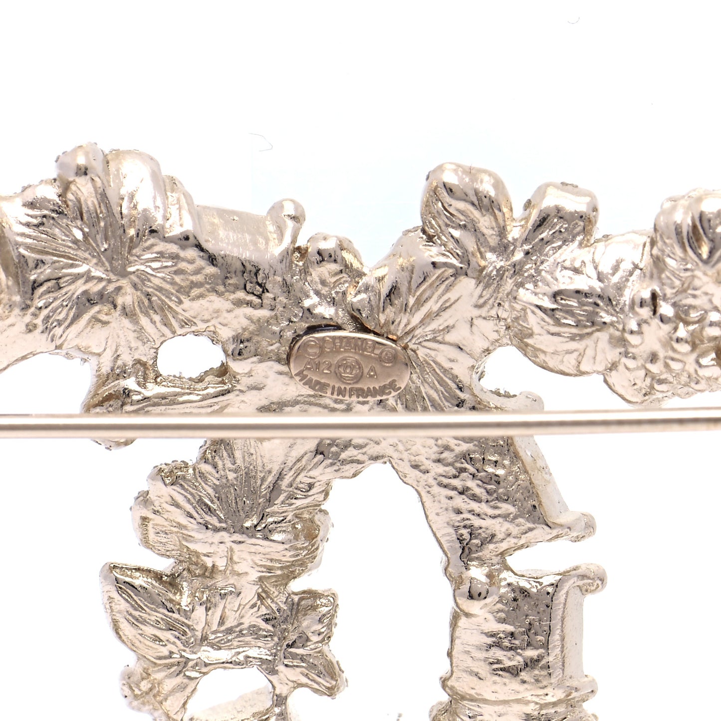 Pearl Crystal CC Flower Brooch White Nacre Gold