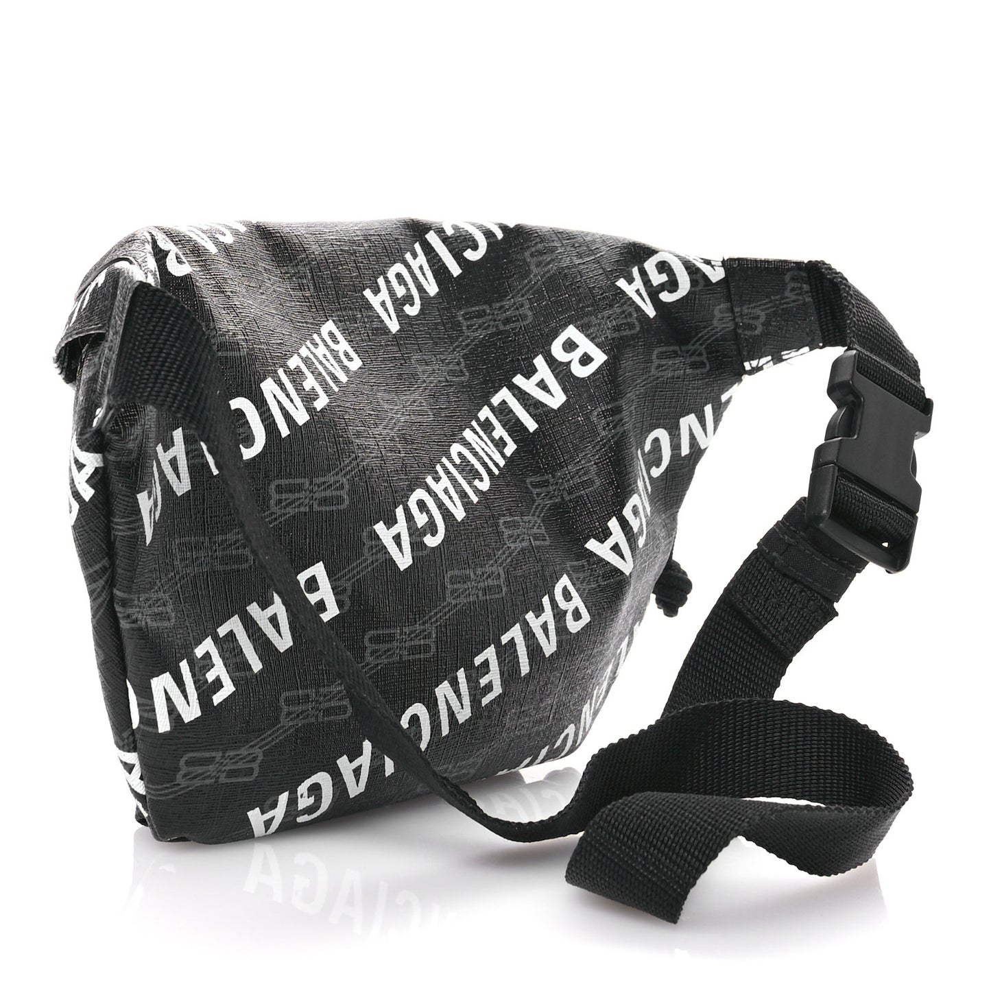 Coated Canvas BB Monogram Allover Logo Medium Signature Beltpack Black Grey White