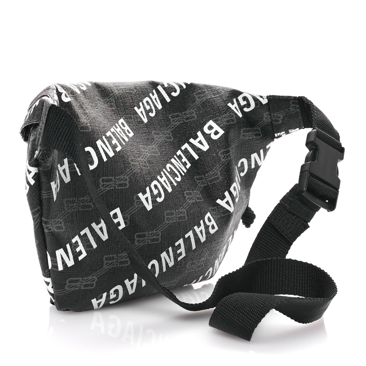 Balenciaga Coated Canvas BB Monogram Allover Logo Medium Signature Beltpack Black Grey White 3 of 10