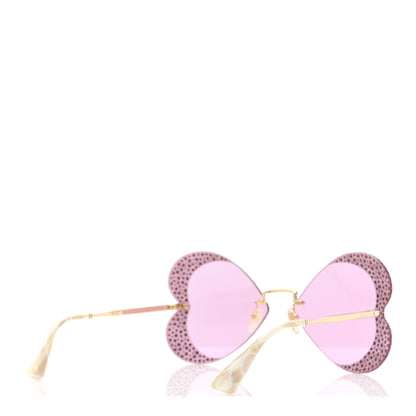 Gucci Metal Crystal Heart Frame Sunglasses GG0897S Pink Gold 4 of 9