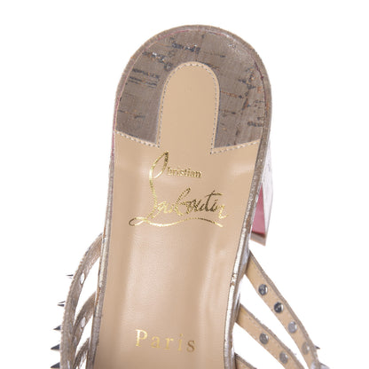 Christian Louboutin Liege Pepite Marthaspike 55 Slide Sandals 40 Gold Silver 7 of 10