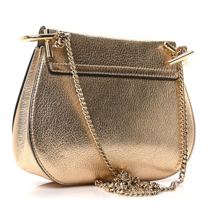 Chloe Metallic Grained Goatskin Nano Drew Shoulder Bag Abstract Gold 3 of 9
