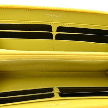 Chanel Caviar Large Timeless CC Zip Around Wallet Yellow 6 of 9