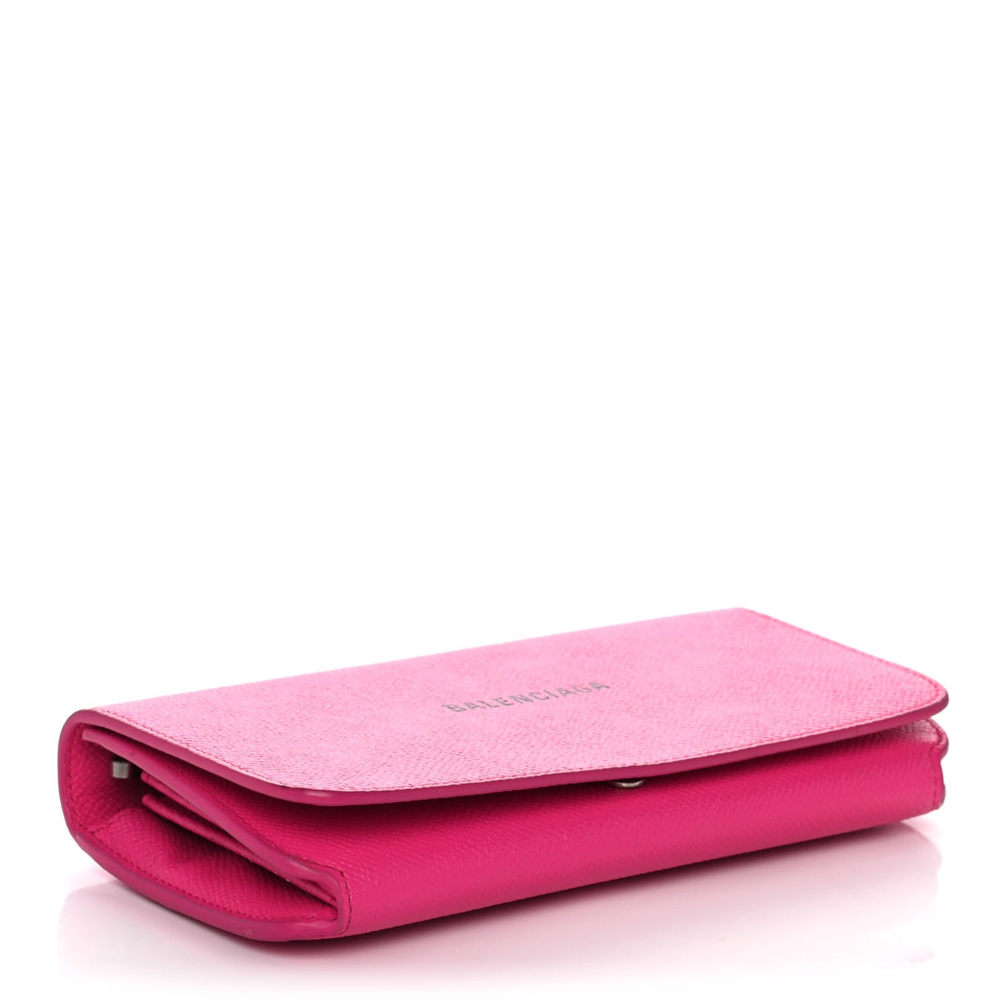 Pebbled Calfskin Everyday Continental Wallet on Chain Acid Pink