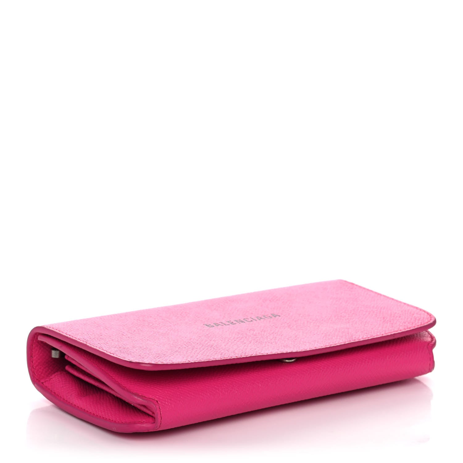 Balenciaga Pebbled Calfskin Everyday Continental Wallet on Chain Acid Pink 4 of 15