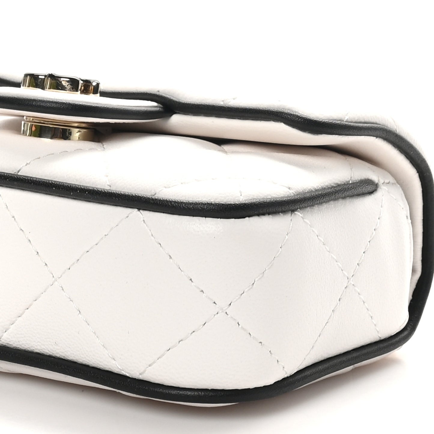 Lambskin Quilted Resin CC Flap Clutch With Chain White Black