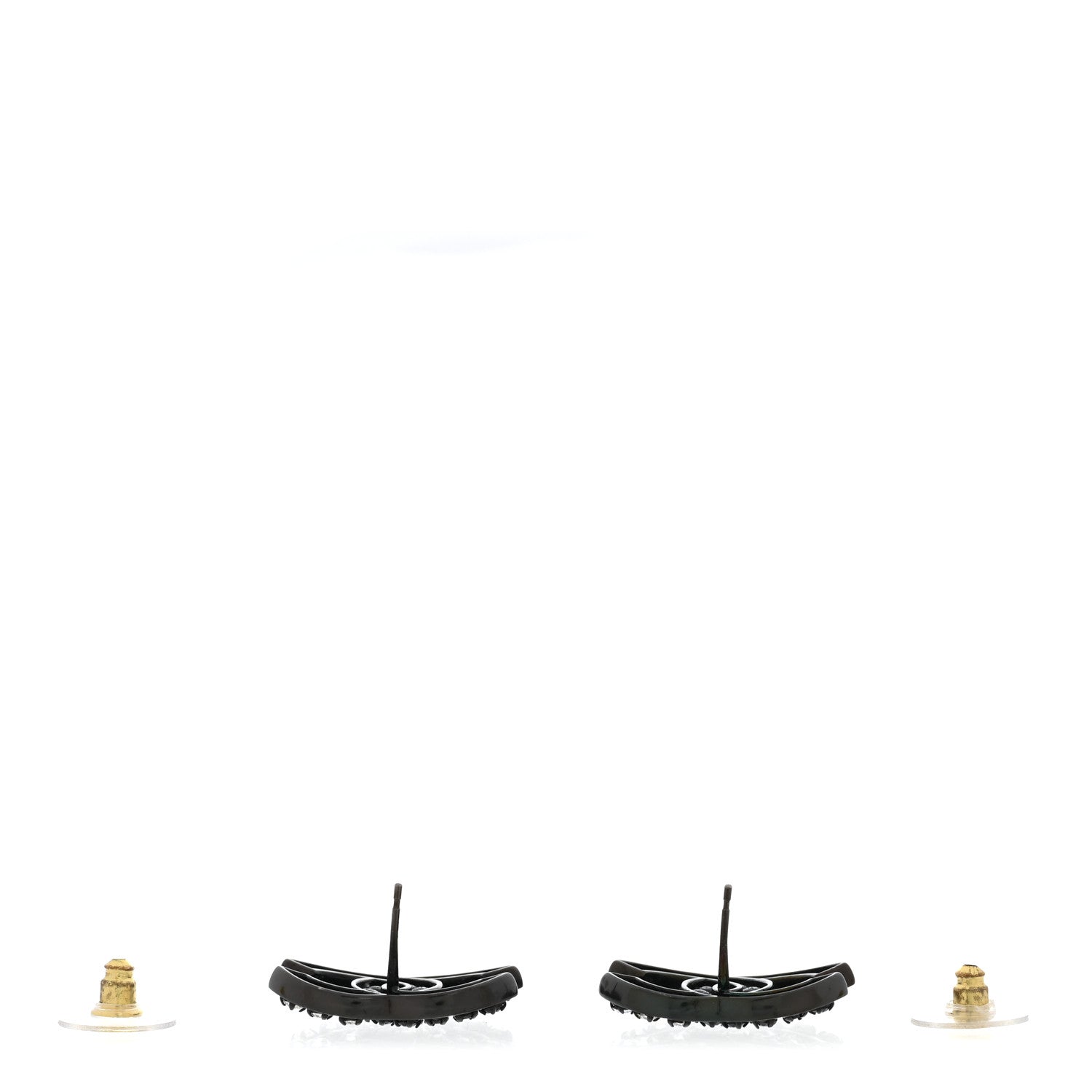 Chanel Ruthenium Crystal CC Earrings Black 3 of 4