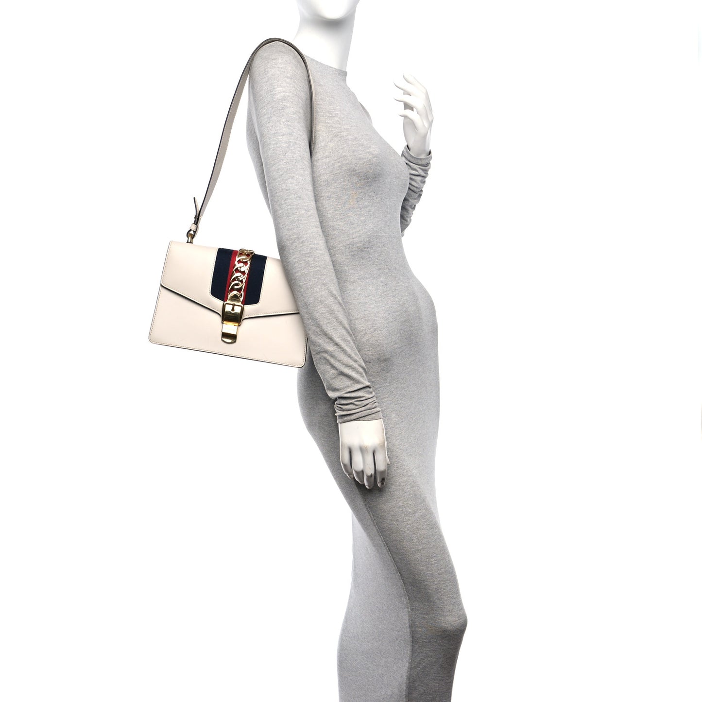 Calfskin Small Sylvie Shoulder Bag White