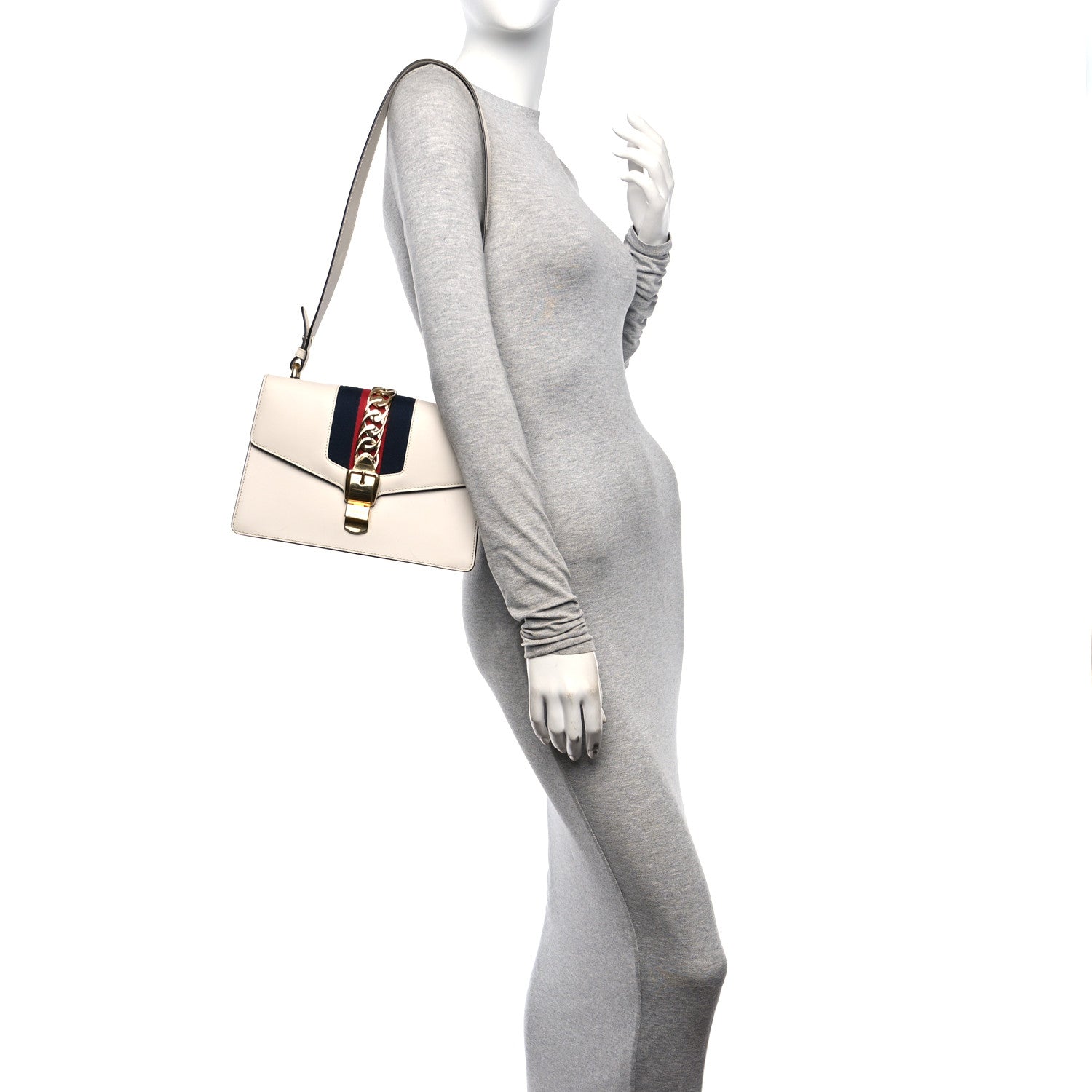 Gucci Calfskin Small Sylvie Shoulder Bag White 2 of 11