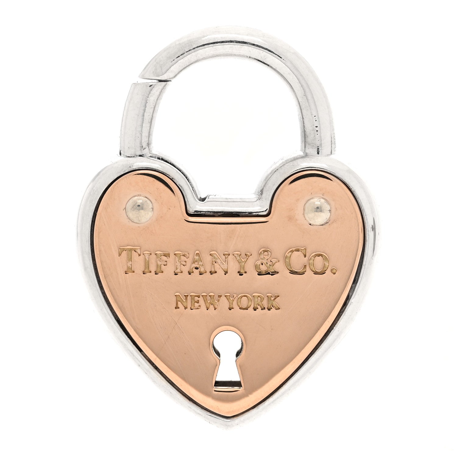 Tiffany 18K Rose Gold Sterling Silver Lock Heart Charm 1 of 3