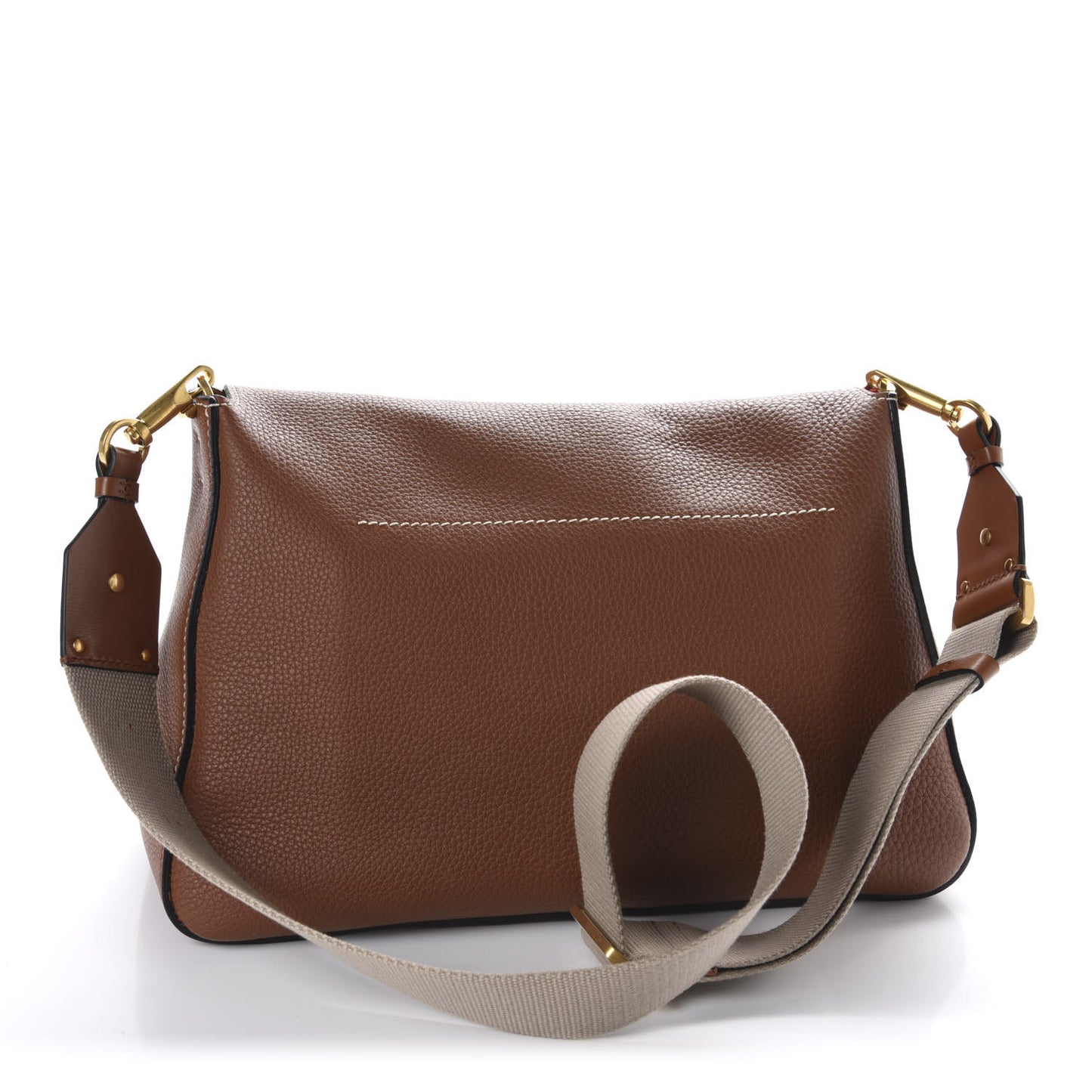 Grained Calfskin Large VRing Shoulder Bag Saddle Brown