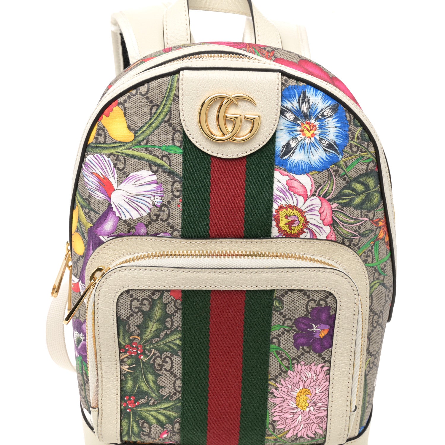 Gucci GG Supreme Monogram Flora Web Small Ophidia Day Backpack White 8 of 11