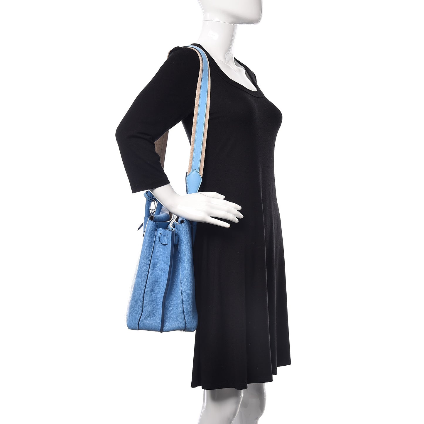 Grained Calfskin Large Milla Tote Tile Blue