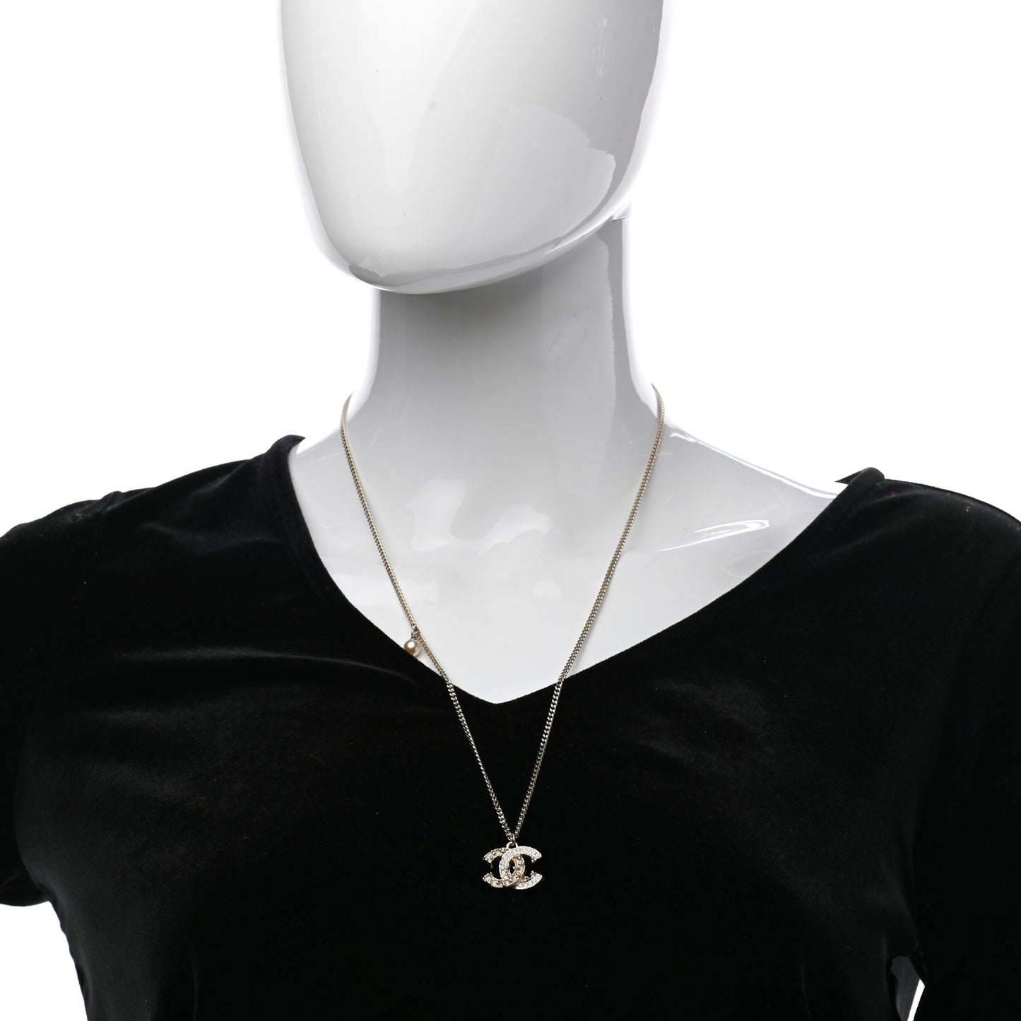 Crystal CC Pendant Necklace Gold