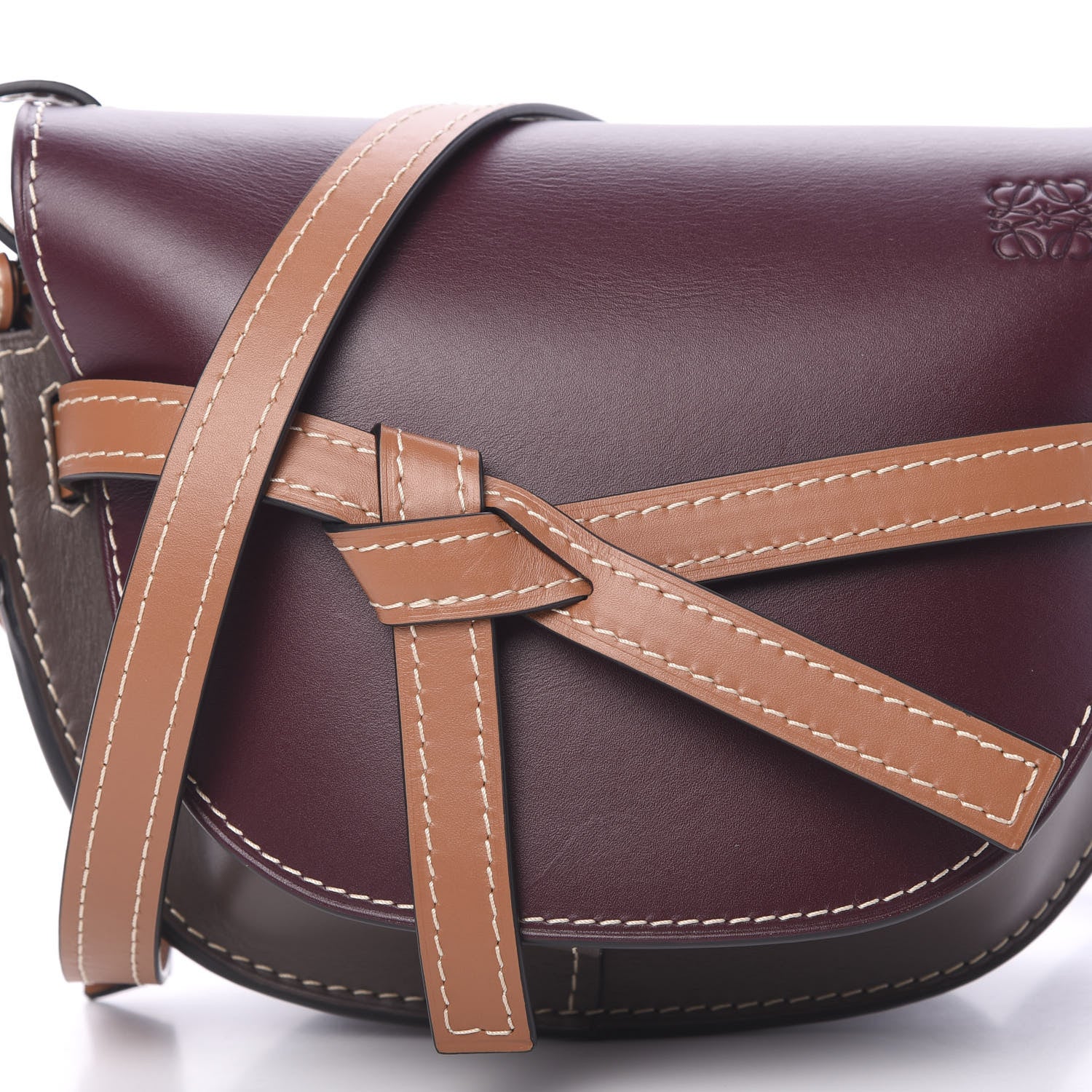 Loewe Calfskin Small Gate Crossbody Bag Oxblood Tan 7 of 9