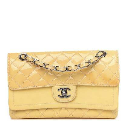 Chanel Patent Quilted Medium Double Flap Yellow 1 of 16