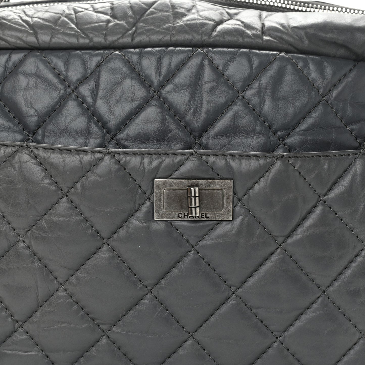 Aged Calfskin Quilted Large Reissue Camera Case Grey