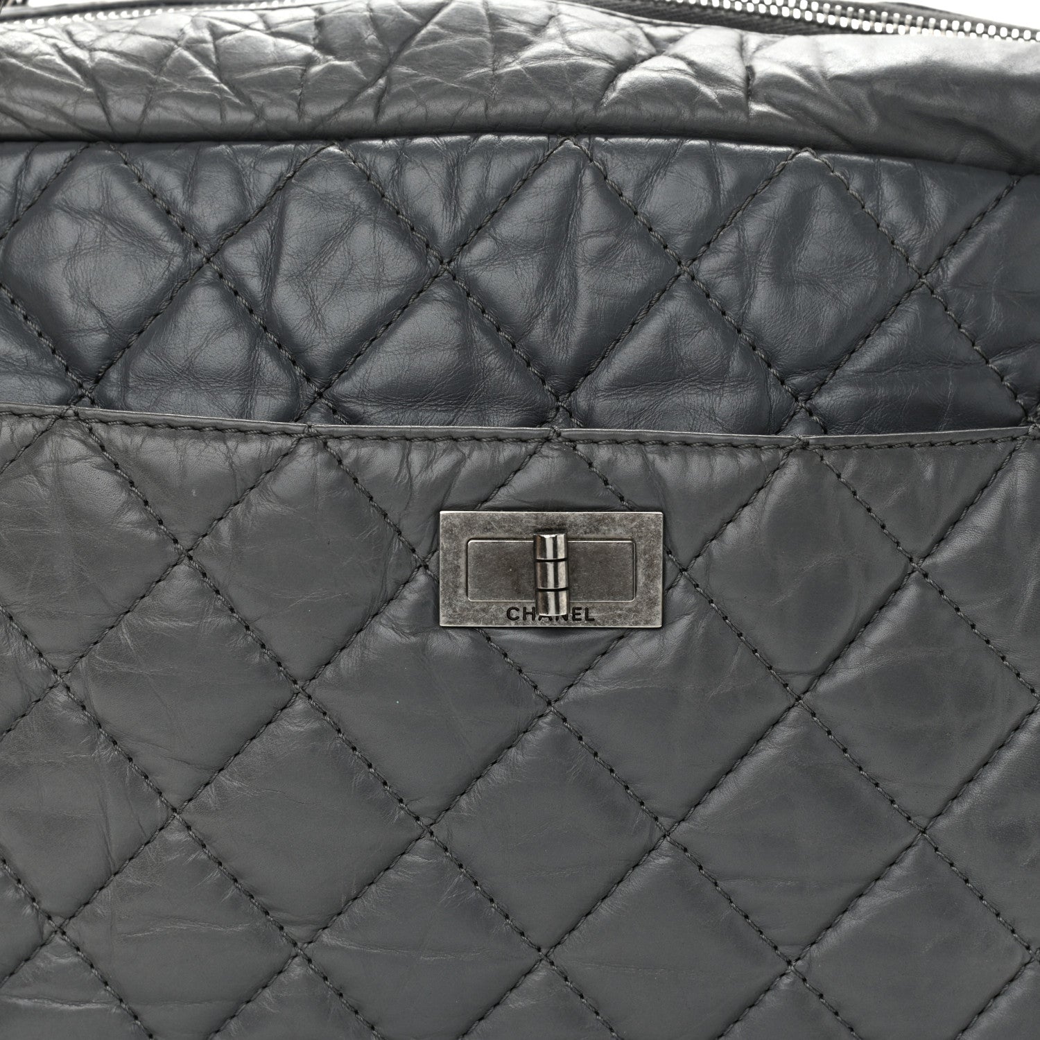Chanel Aged Calfskin Quilted Large Reissue Camera Case Grey 8 of 11