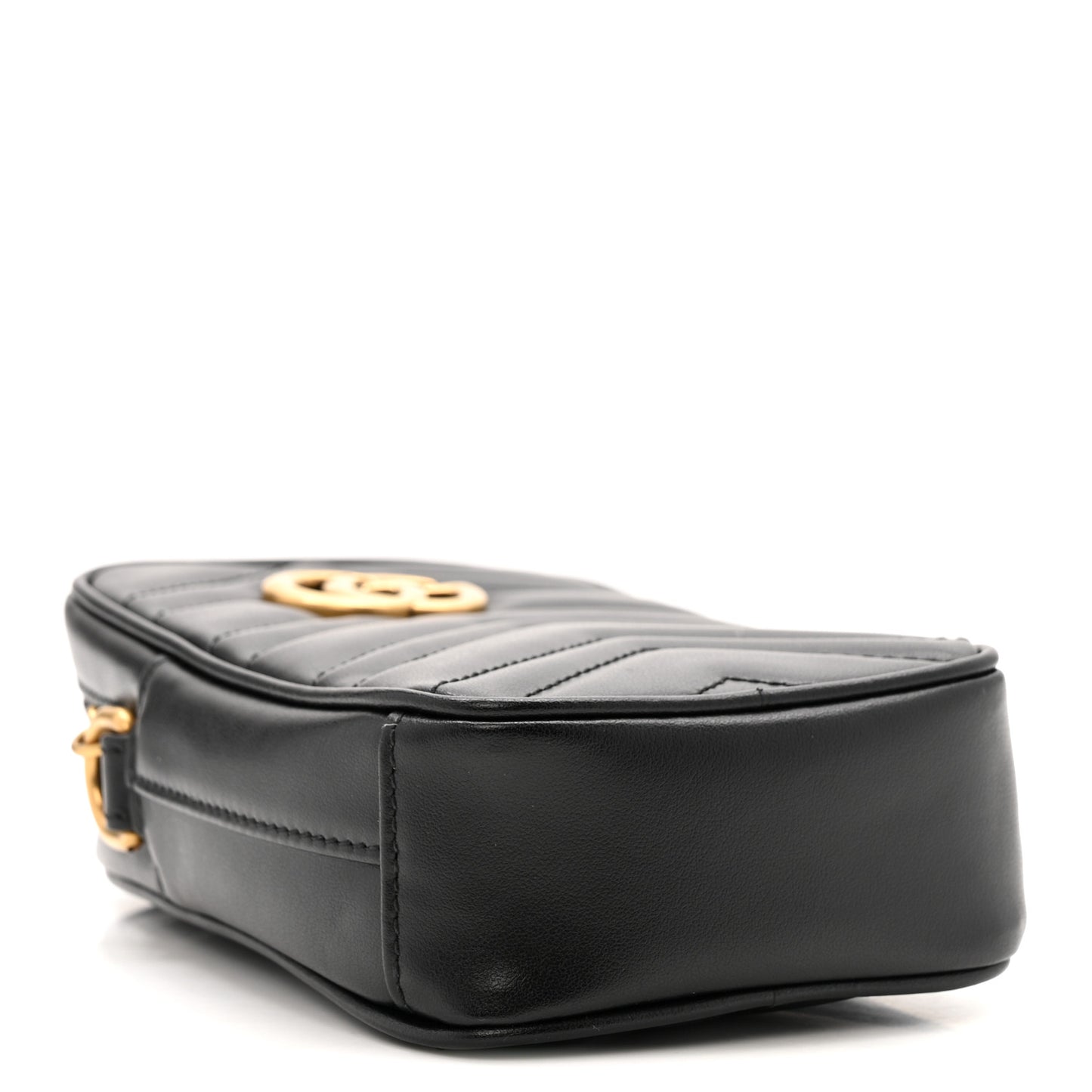 Calfskin Matelasse Mini GG Marmont Crossbody Bag Black