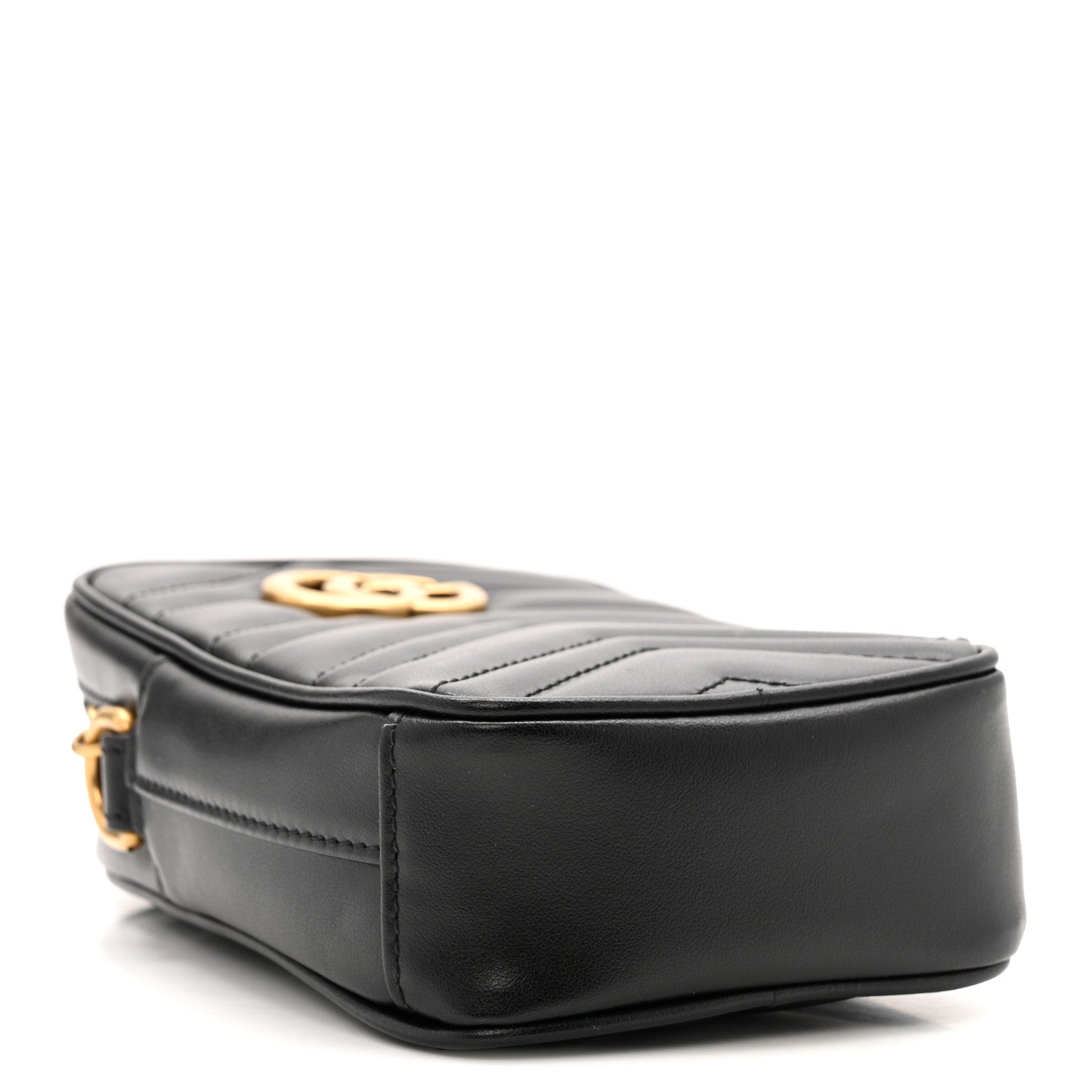 Gucci Calfskin Matelasse Mini GG Marmont Crossbody Bag Black 4 of 13