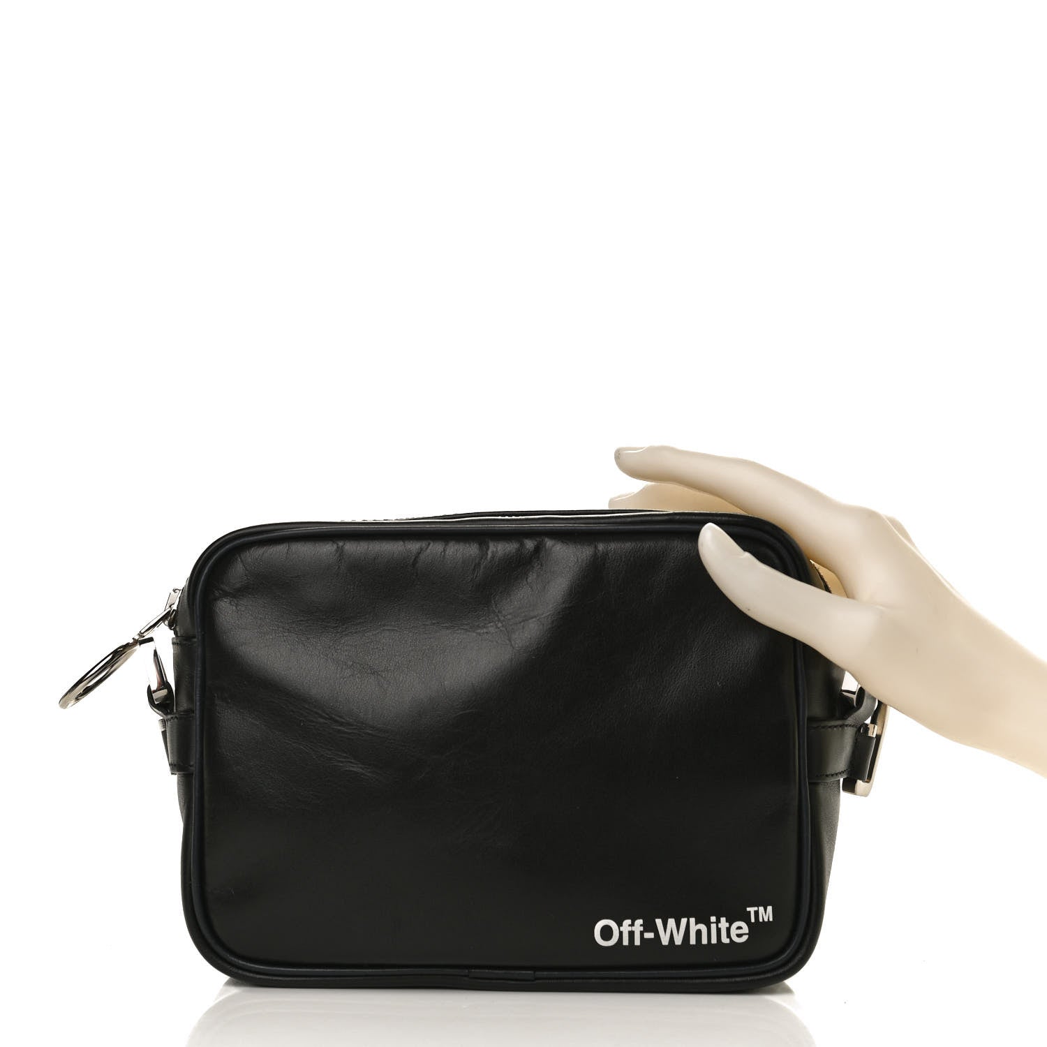 Off-White Calfskin Logo Crossbody Bag Black 2 of 11