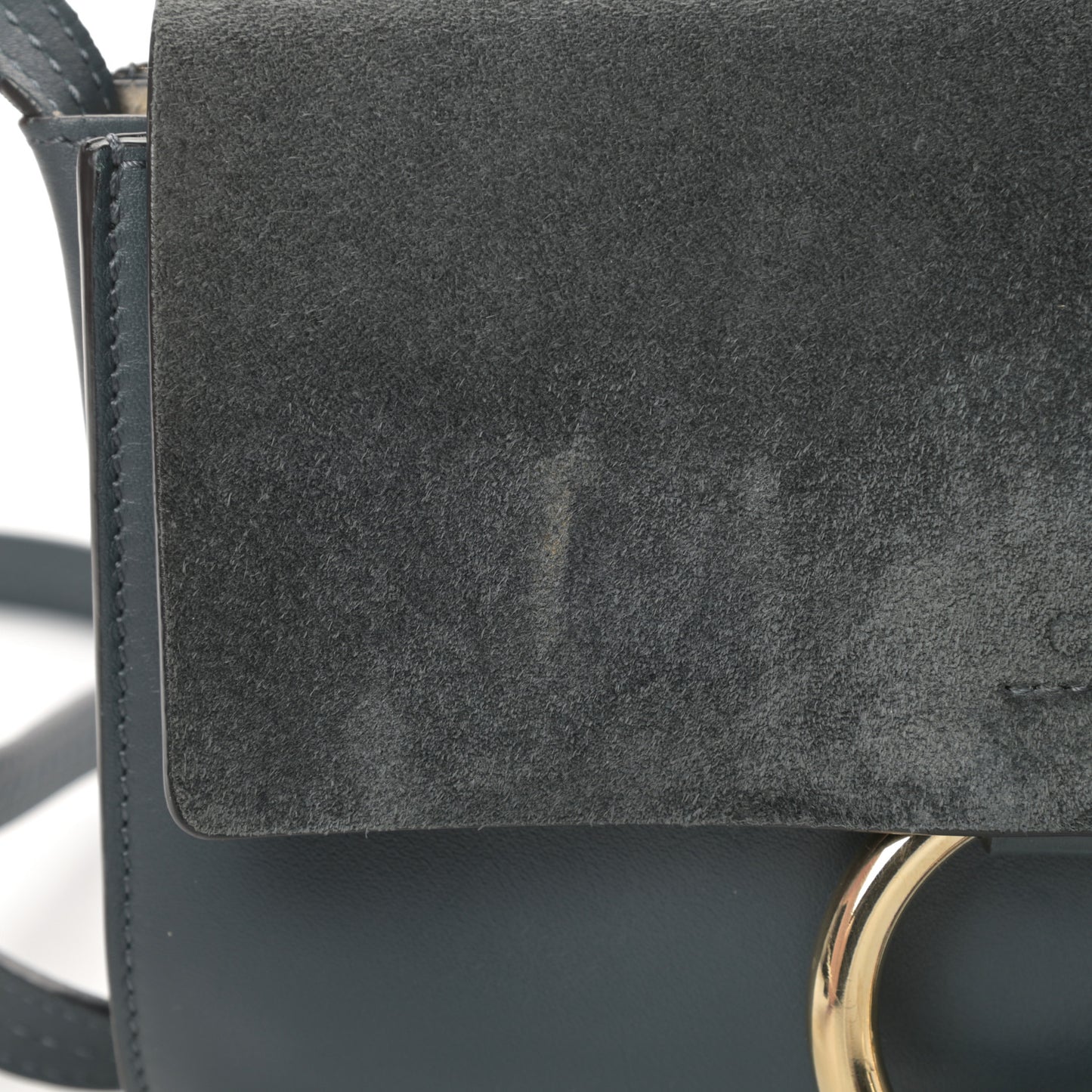 Suede Calfskin Small Faye Shoulder Bag Silver Blue