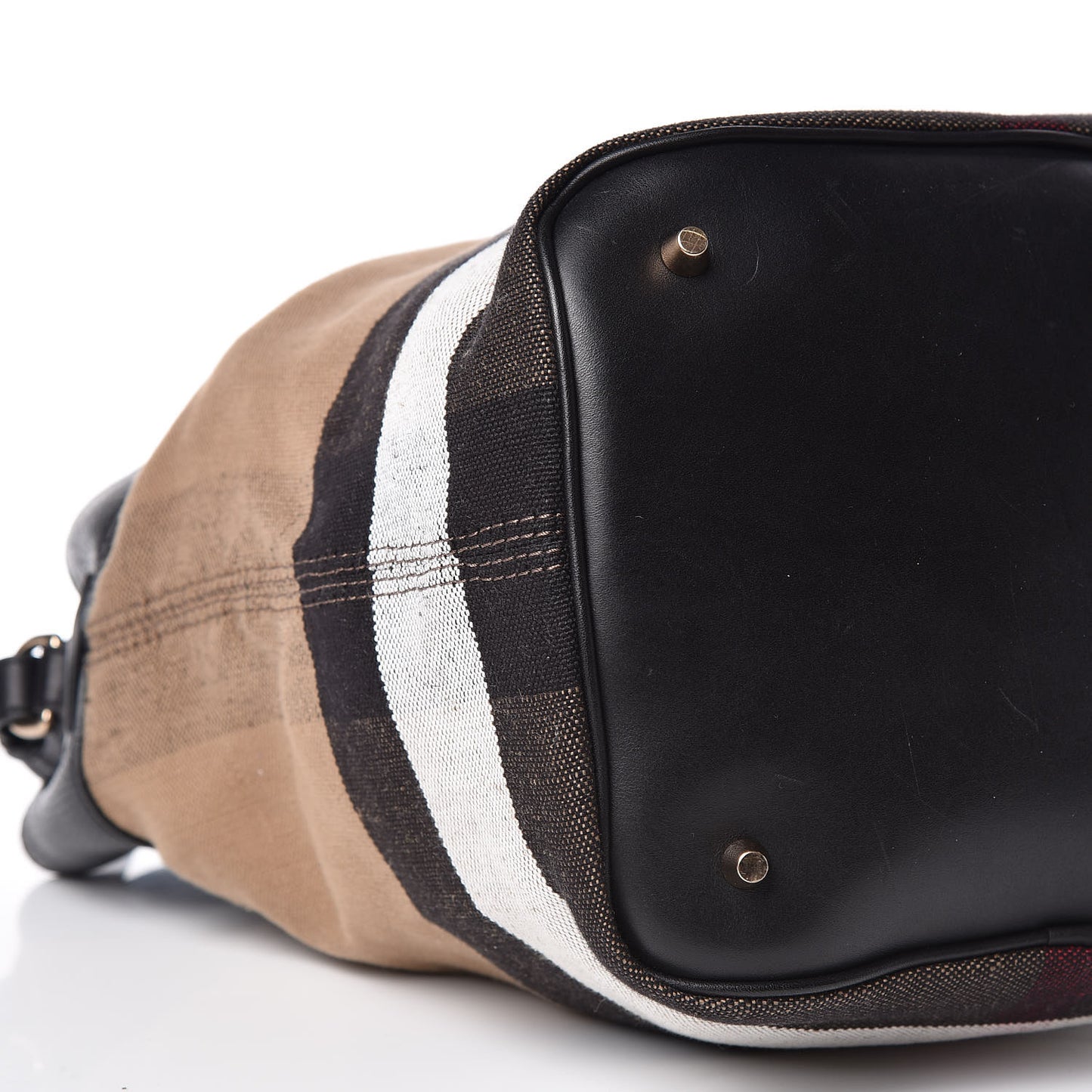 Grainy Calfskin Canvas Mega Check Medium Ashby Tassel Hobo Black