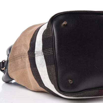 Burberry Grainy Calfskin Canvas Mega Check Medium Ashby Tassel Hobo Black 8 of 9