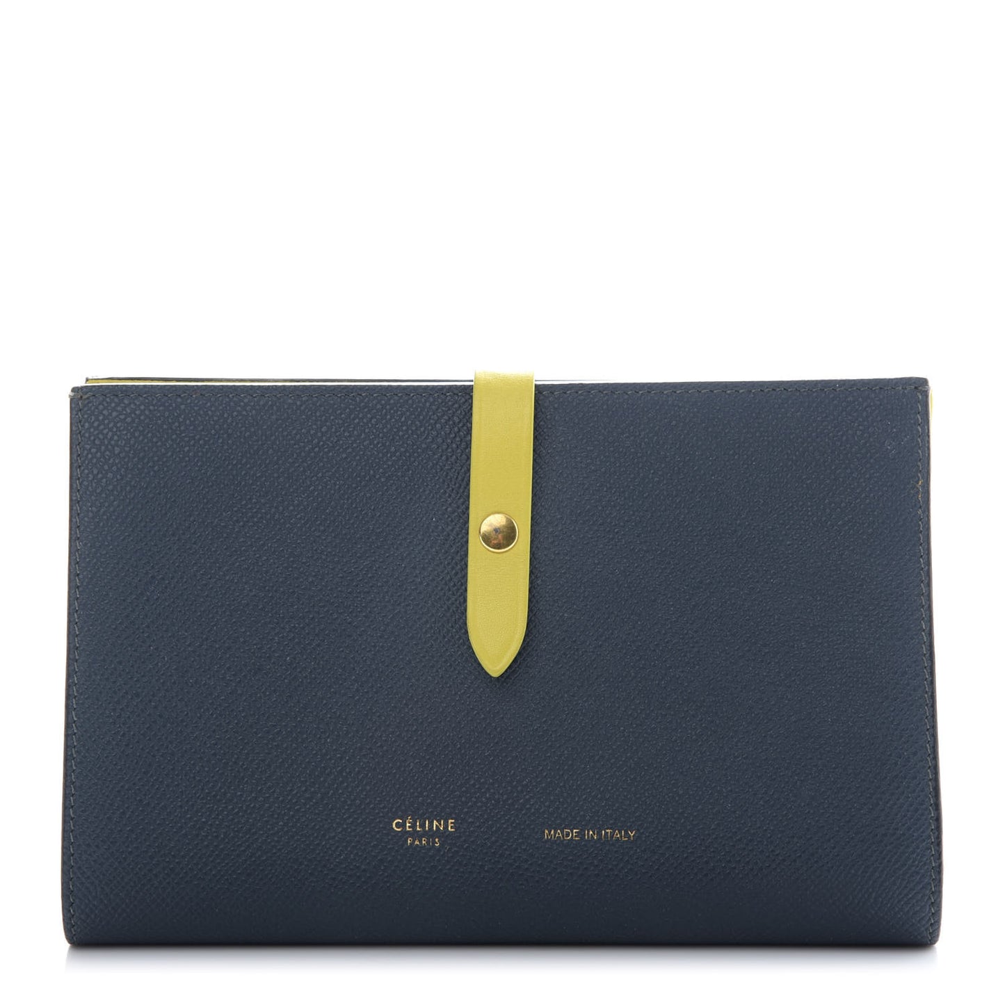 Grained Calfskin Large Multifunction Strap Wallet Slate