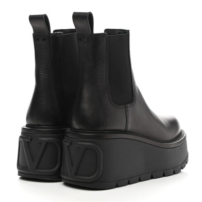 Valentino Garavani Calfskin VLOGO Uniqueform Chelsea 55/85mm Flatform Ankle Boots 37.5 Black 4 of 9
