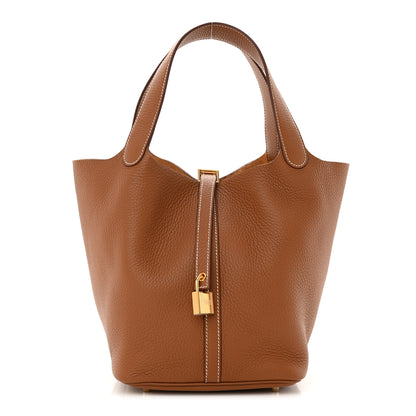 Hermes Taurillon Clemence Picotin Lock 22 MM Gold 1 of 11