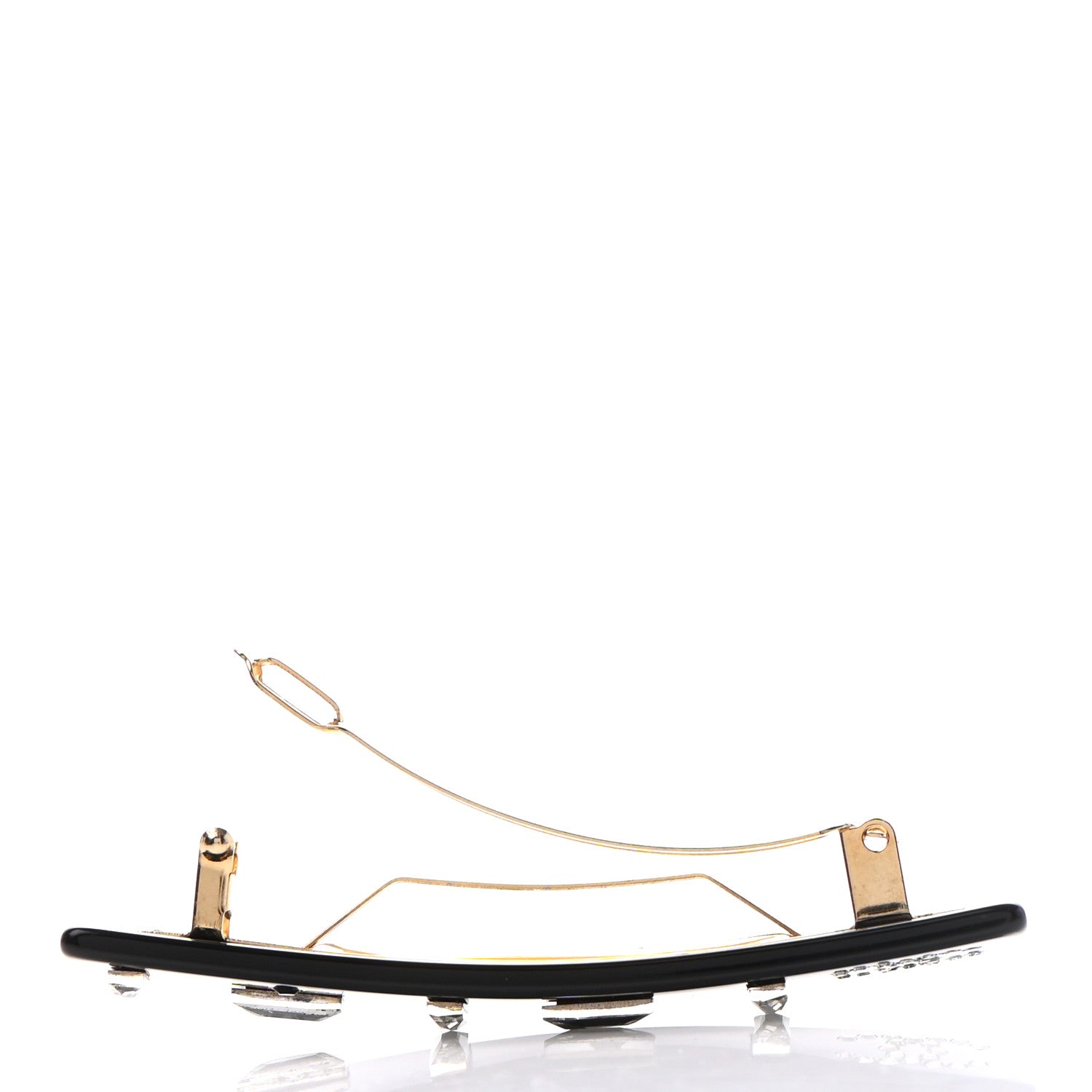 Chanel Resin Crystal CC Hair Clip Barrette Black 3 of 4