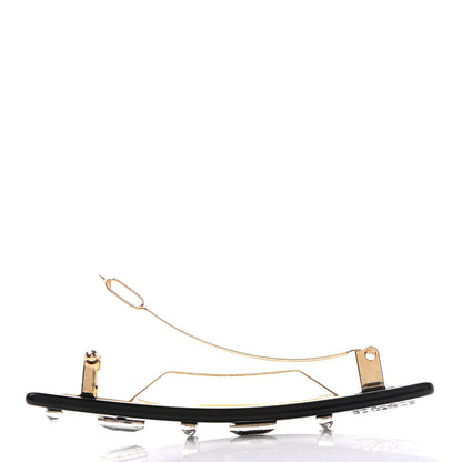 Chanel Resin Crystal CC Hair Clip Barrette Black 3 of 4