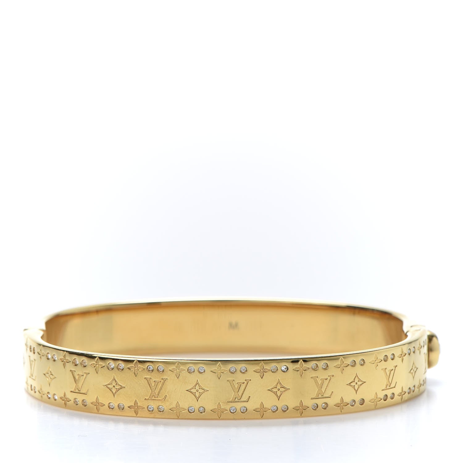 Louis Vuitton Brass Crystal Monogram Nanogram Strass Cuff M Gold 2 of 6