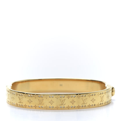 Louis Vuitton Brass Crystal Monogram Nanogram Strass Cuff M Gold 2 of 6