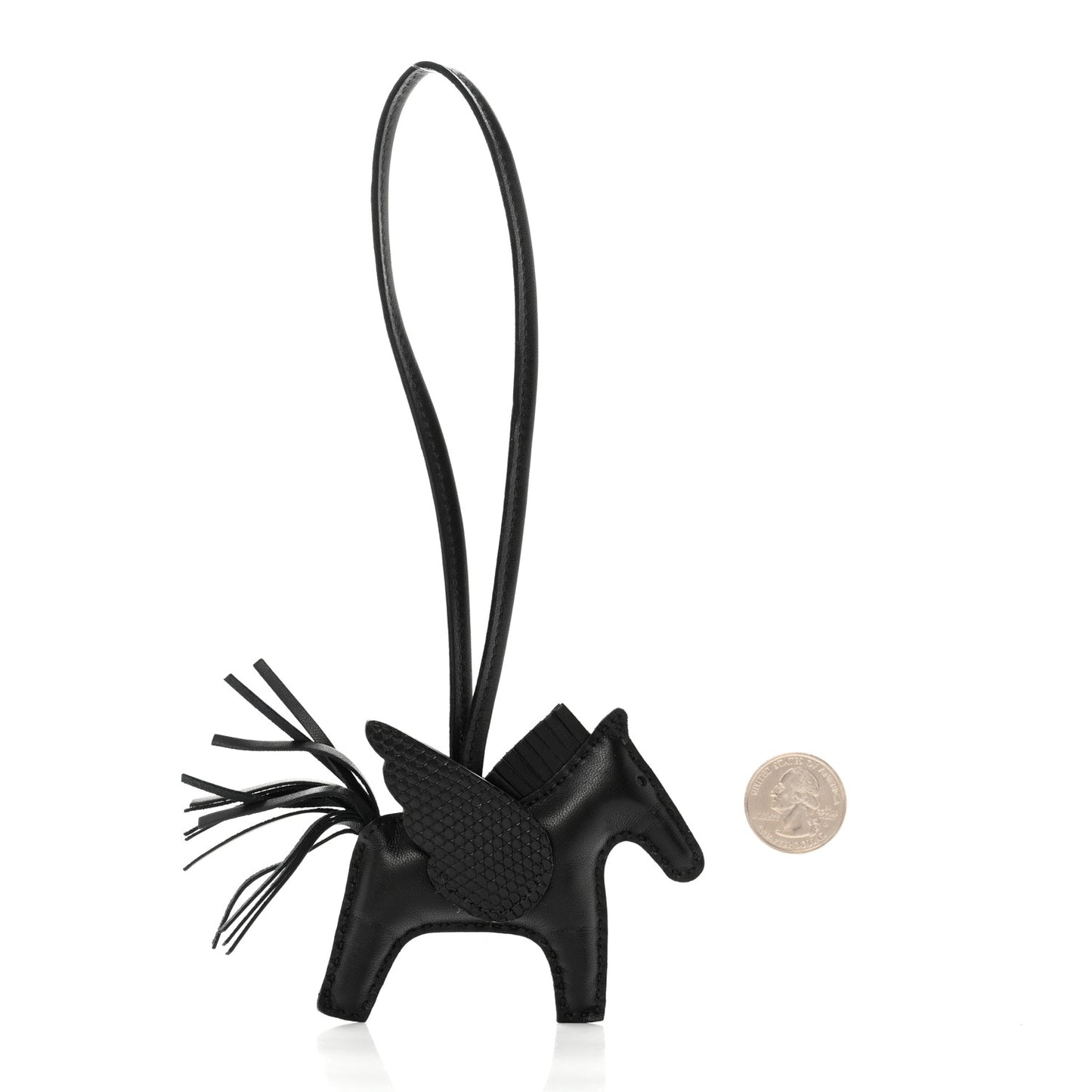 Milo Lambskin Lizard Touch Grigri Rodeo Pegase Horse Bag Charm PM So Black
