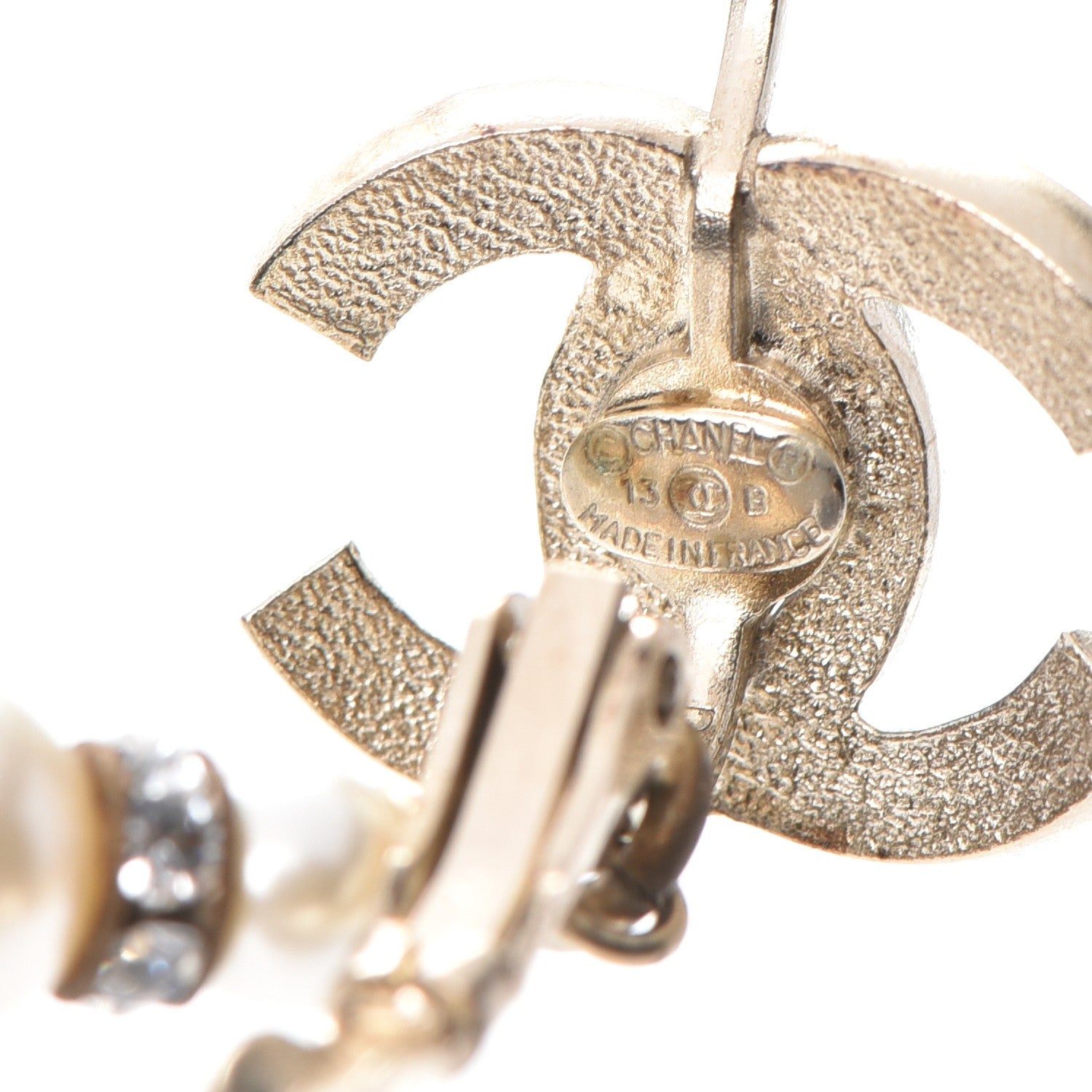Chanel Enamel Crystal Pearl CC Earrings Gold 3 of 6