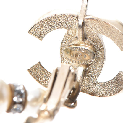 Chanel Enamel Crystal Pearl CC Earrings Gold 3 of 6