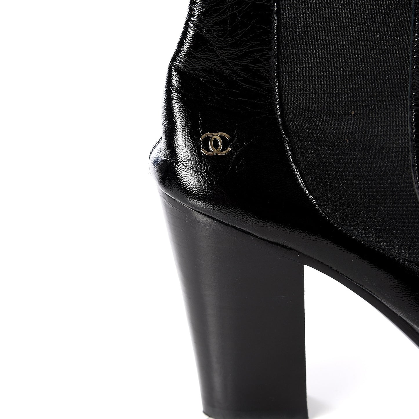 Lambskin Patent Cap Toe Ankle Boots 37.5 Black