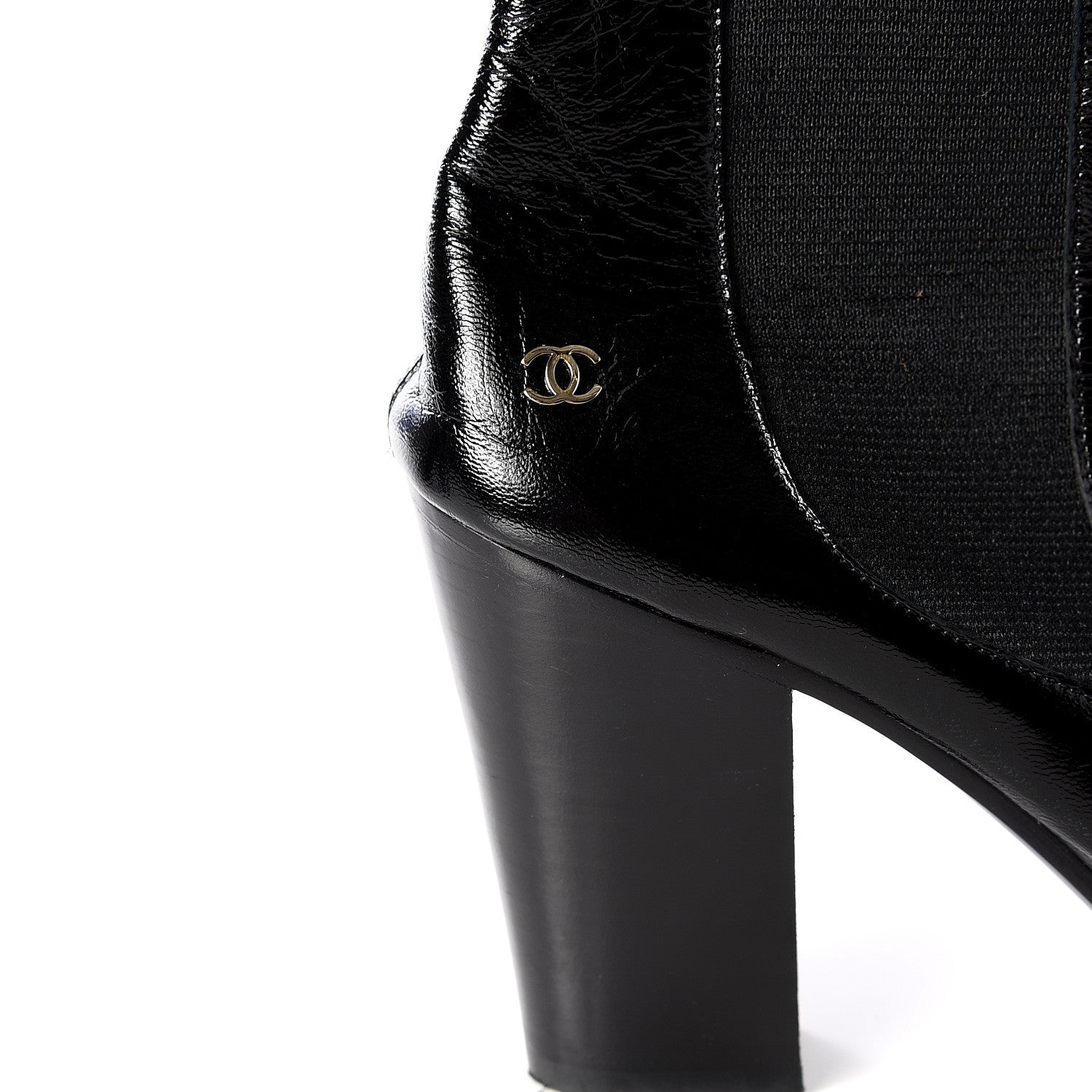 Chanel Lambskin Patent Cap Toe Ankle Boots 37.5 Black 9 of 10